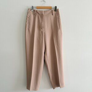 Aritzia Wilfred High Waisted Crepe Trouser Pant Pale Nude Beige Size 10